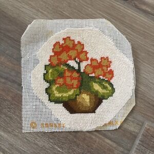 Needlepoint Cross Stitch‎ Pictures Flowers Indoor Plant 6.75" x 6.75"